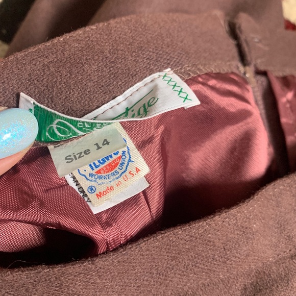 VTG Prestige Boston wool blend pleated eggplant purple mauve knee length skirt - Picture 6 of 8